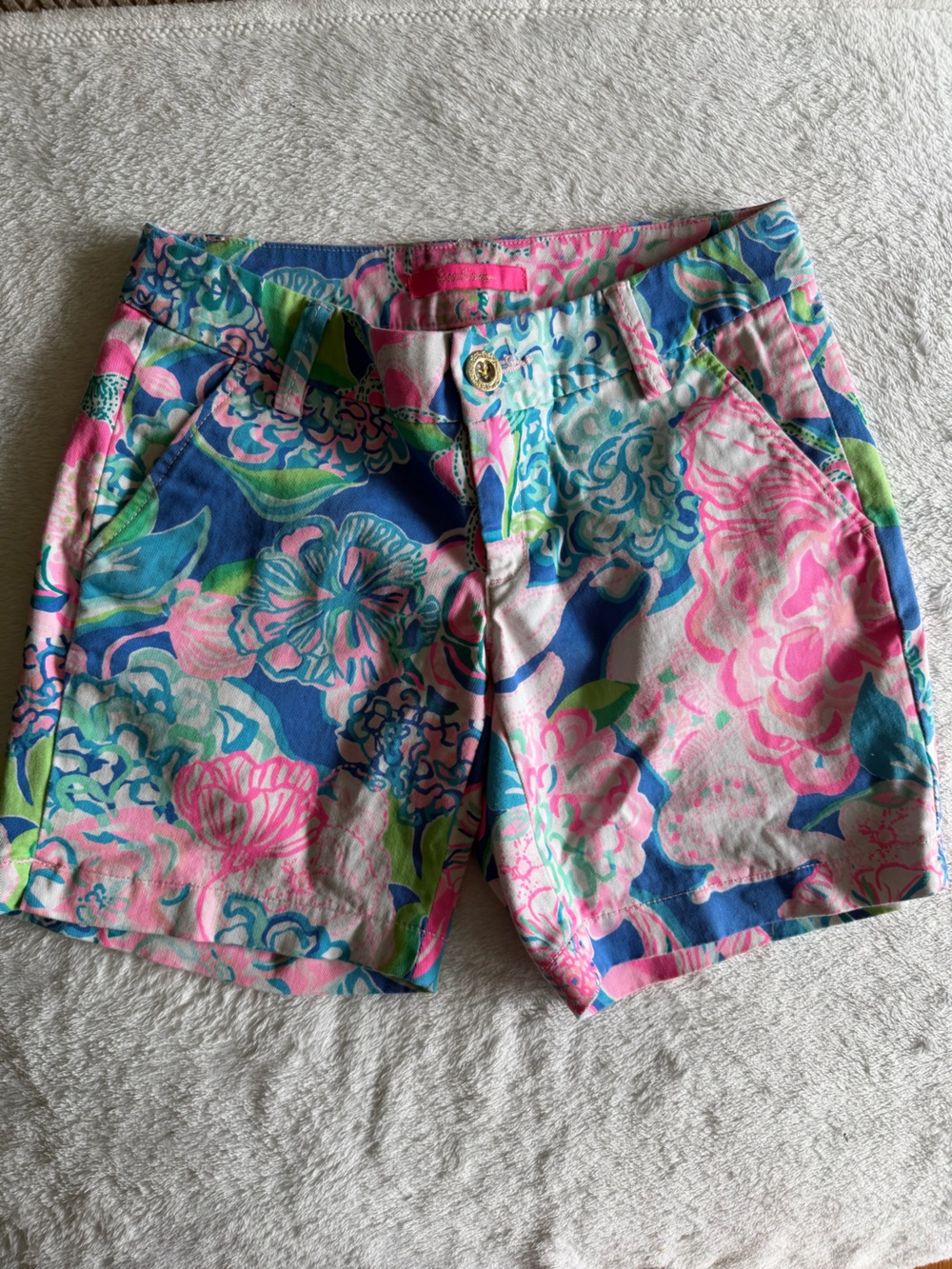Lilly Pulitzer Floral Print Shorts in Pink, Blue, Green